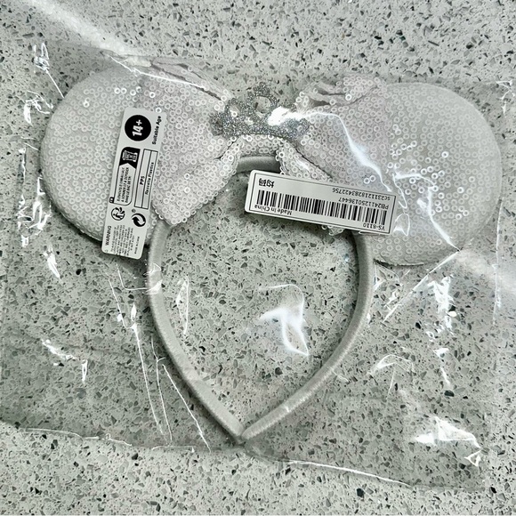 NEW Mouse Ears White Sequins Wedding Bride Castle Headband Minnie Mickey Disney - Picture 3 of 4